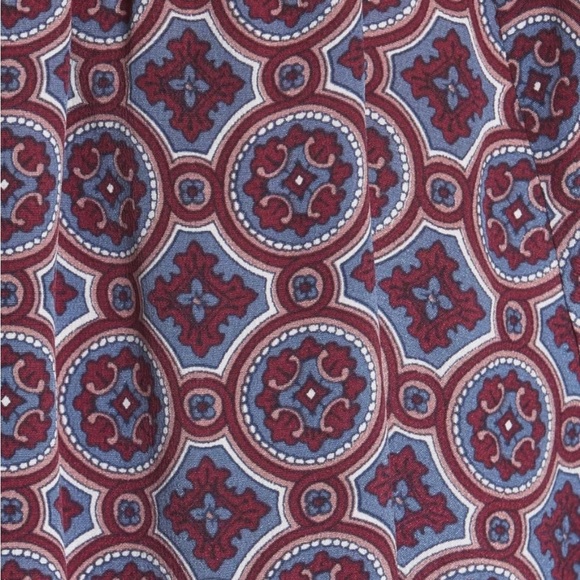 JOIE Red Blue Currant Medallion Print Lace-Up Blouson Silk CORRA B. Mini Sz M - Picture 4 of 11
